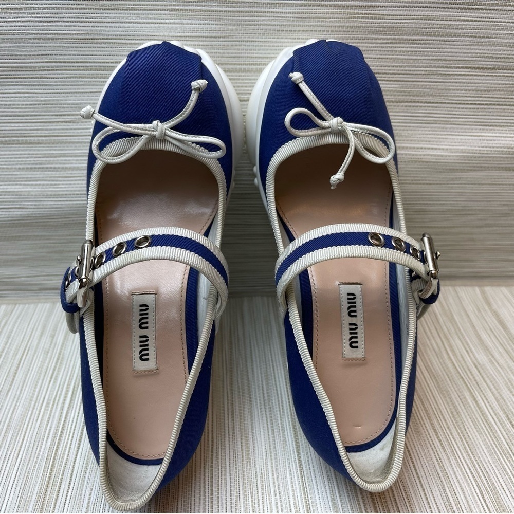 Miu Miu Embossed Faille Ballet Wedge Pumps Size 35 - Picture 7 of 16
